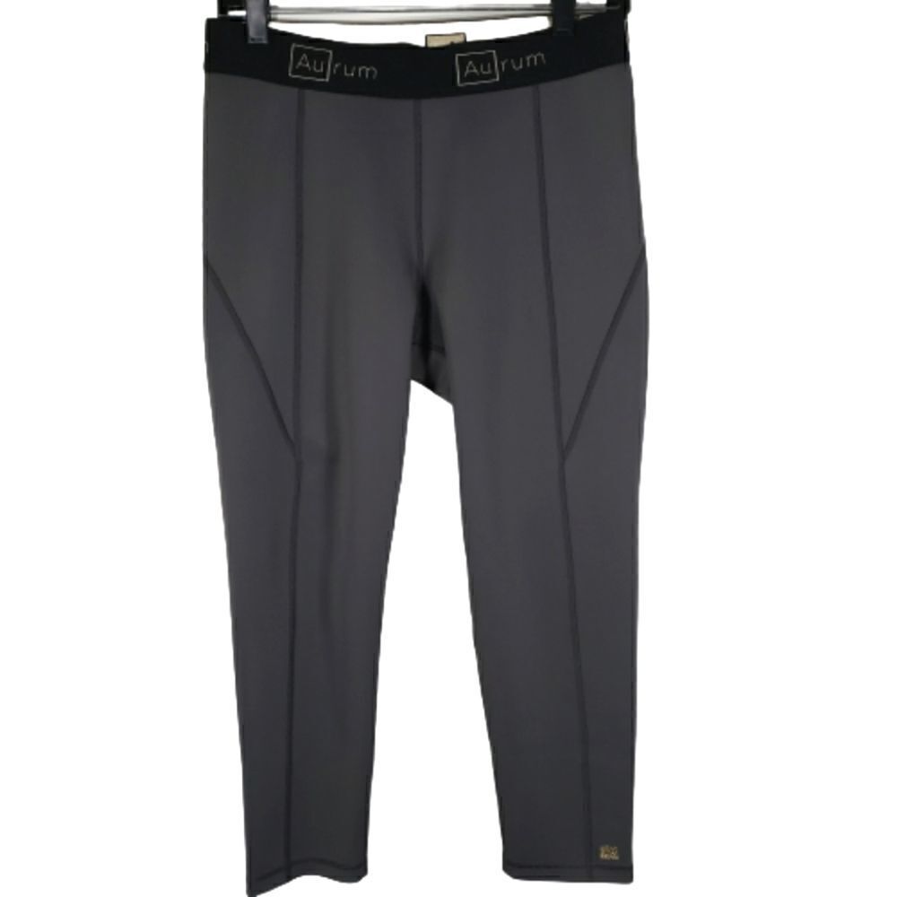 Aurum Grey Yoga Gym Workout Compression Mid Rise Leggings Size M